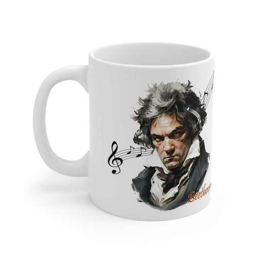 Beethoven Wearing Headphones Coffee Mug