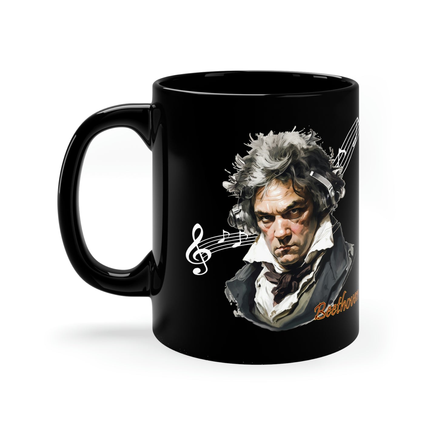 Beethoven Wearing Headphones Coffee Mug