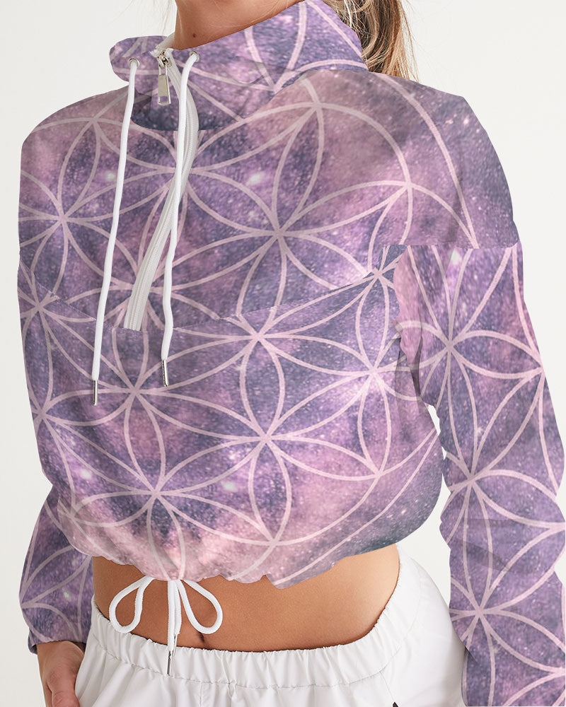 The Flower of Life Women's Cropped Windbreaker