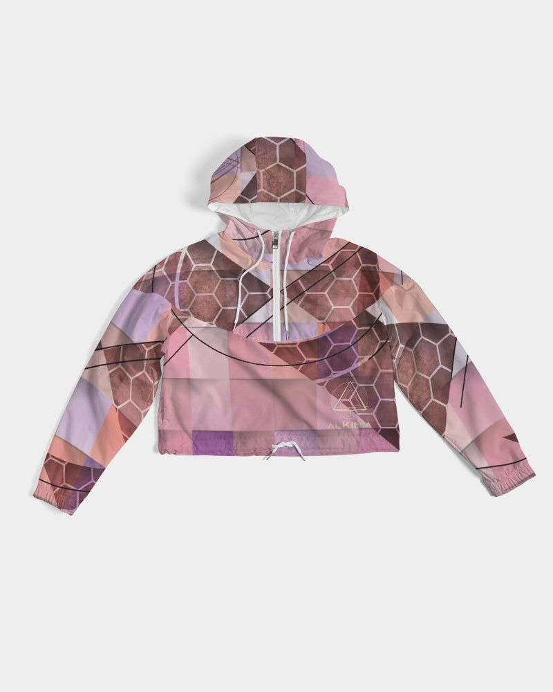 Abstract Women's Cropped Windbreaker