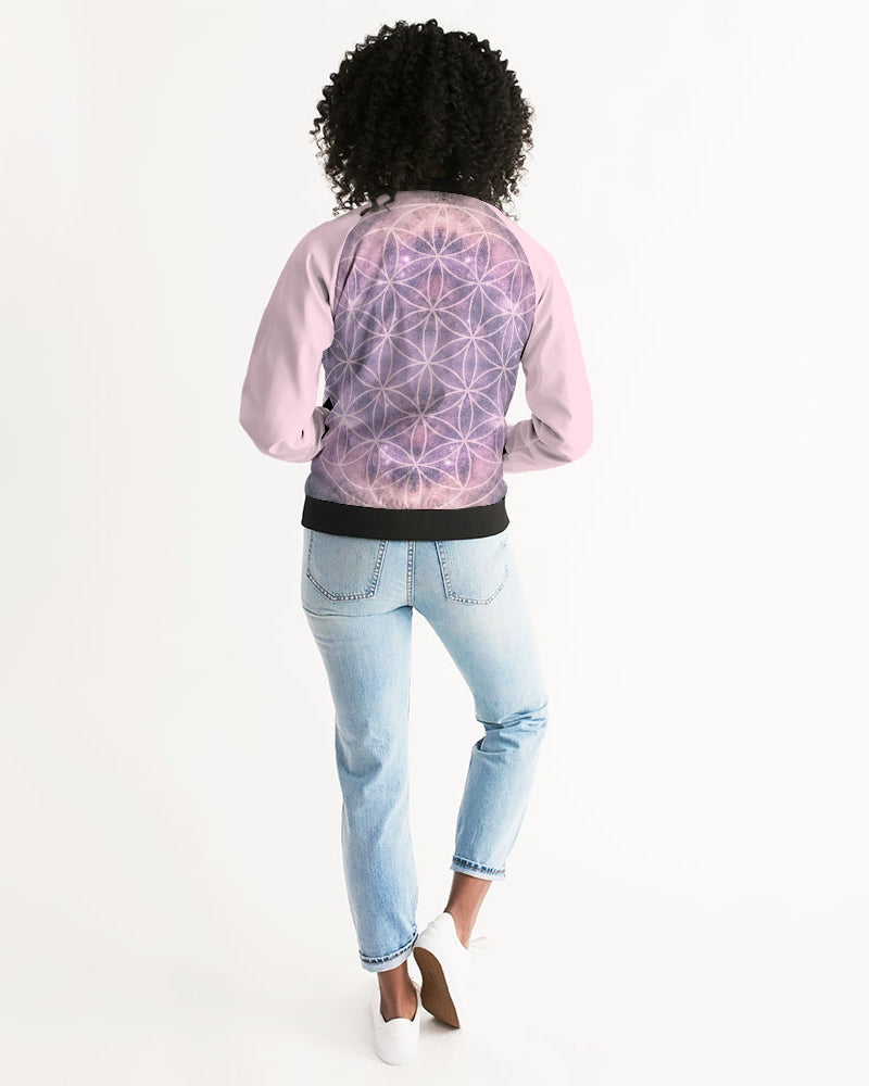 Flower of Life in Rose Women's Bomber Jacket