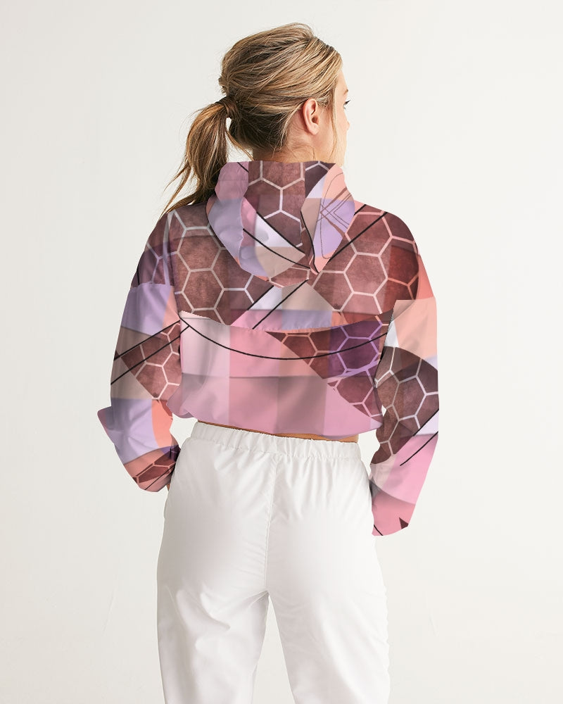 Abstract Women's Cropped Windbreaker