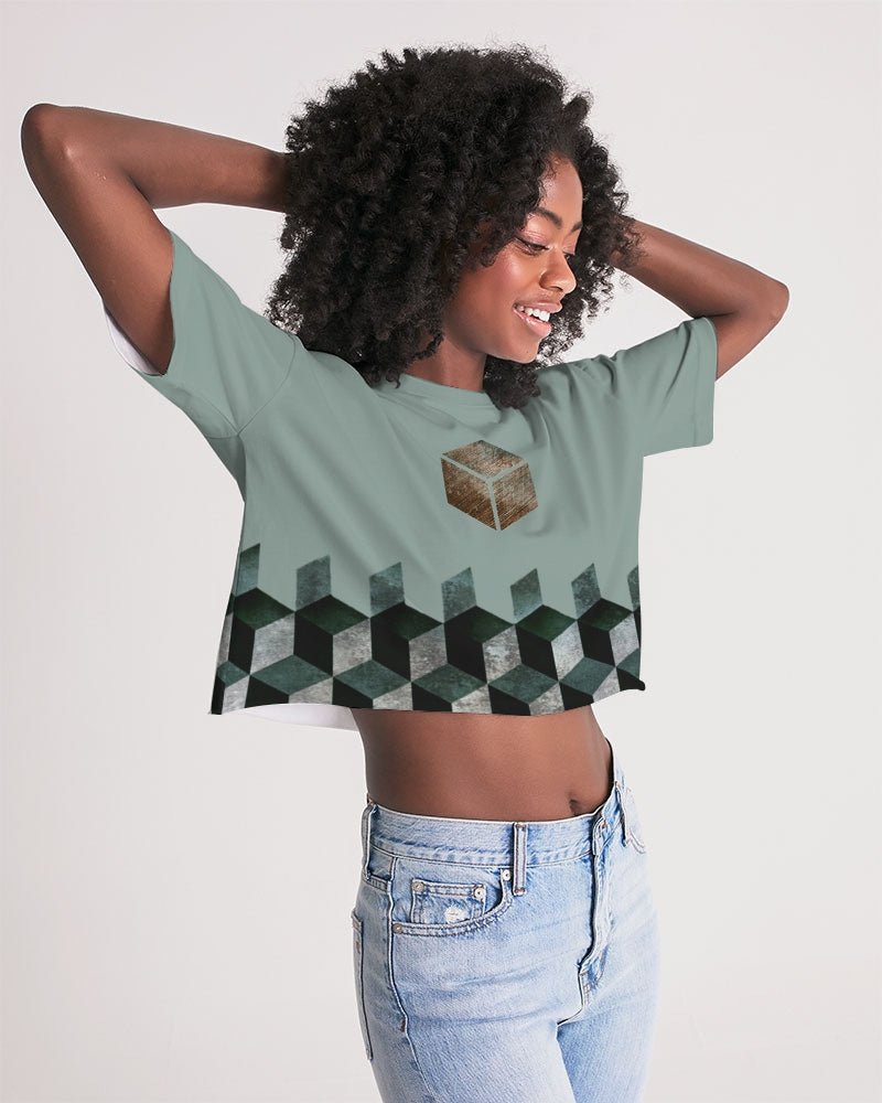 Hexahedron (Cube) Women's Cropped tee