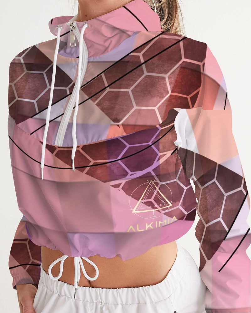 Abstract Women's Cropped Windbreaker