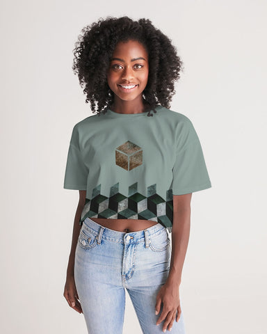 Hexahedron (Cube) Women's Cropped tee
