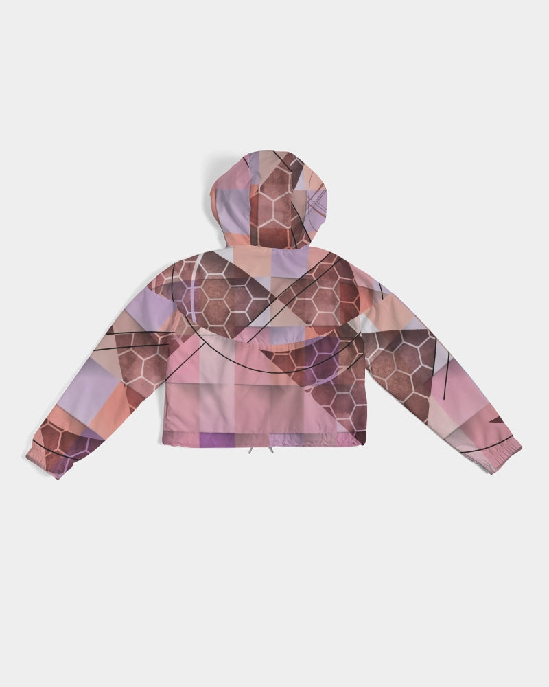 Abstract Women's Cropped Windbreaker